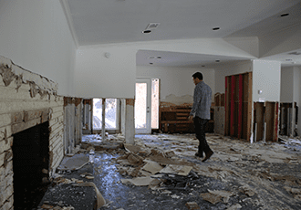 home damaged by flooding interior